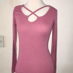 Pink cut-out sweater